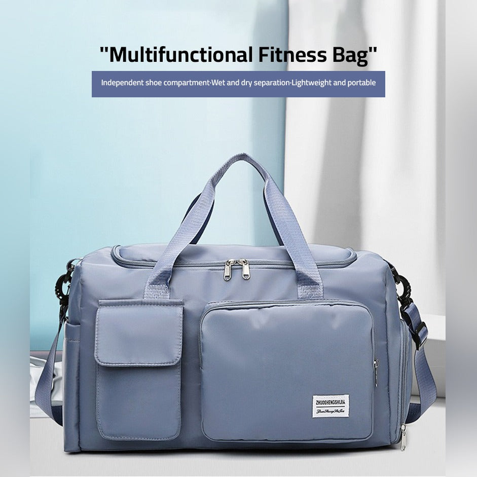 Multi-Pocket Travel Bag, Sports and Gym Duffle with Separate Shoe Compartment