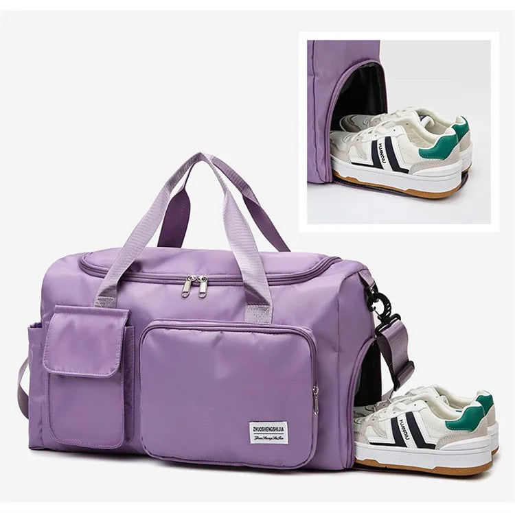 Multi-Pocket Travel Bag, Sports and Gym Duffle with Separate Shoe Compartment