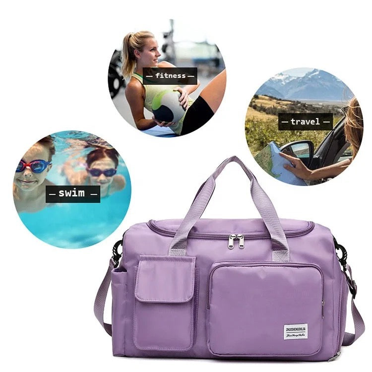 Multi-Pocket Travel Bag, Sports and Gym Duffle with Separate Shoe Compartment