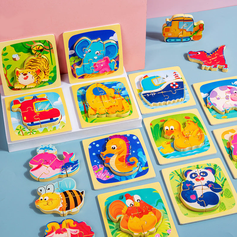 Wooden Animal Puzzles for Children - Educational and Fun