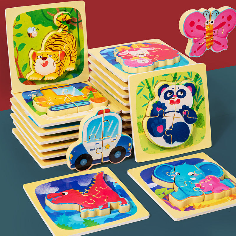 Wooden Animal Puzzles for Children - Educational and Fun