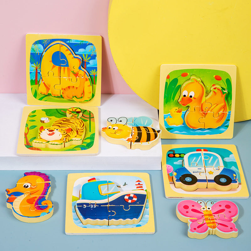 Wooden Animal Puzzles for Children - Educational and Fun