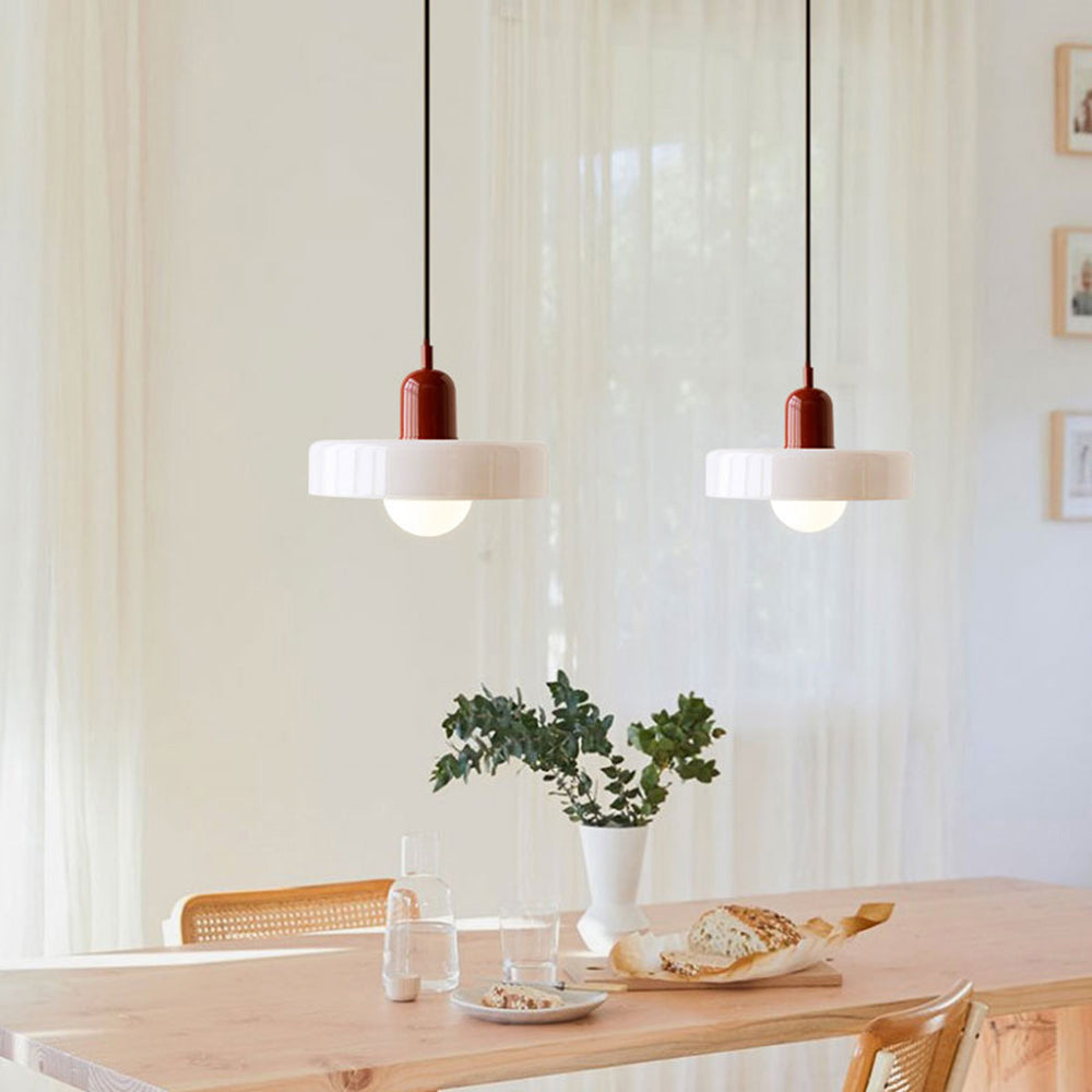 Sandsberg Pendant Light in Coloured Glass | Elegant Hanging Light in Bauhaus Style | Designer Lamp for Living Room & Dining Room