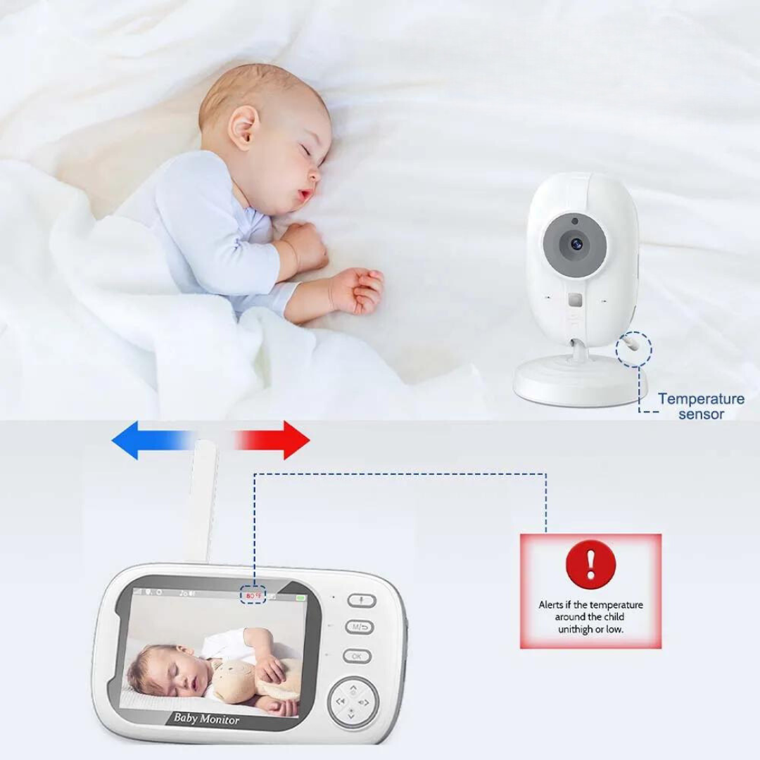 Baby Monitor with Night Vision and Two-Way Audio – Includes Temperature Display