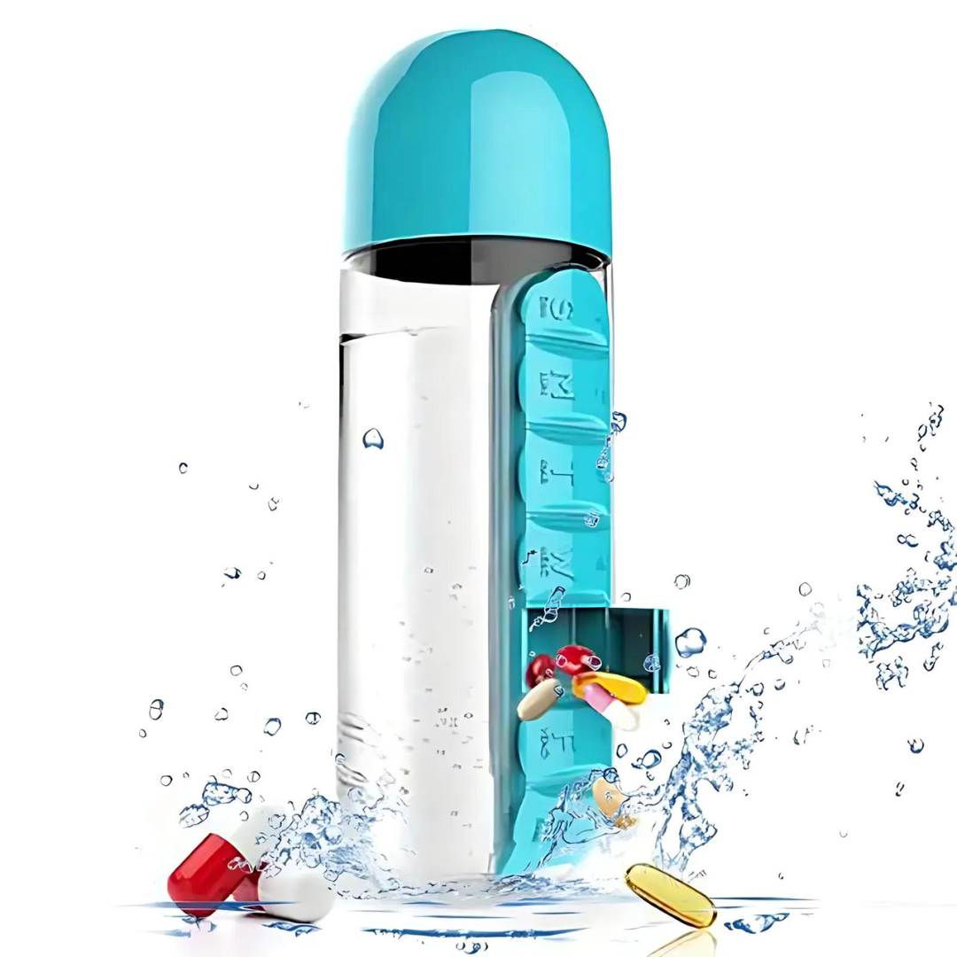 VitaBottle - Portable Water Bottle with Built-in Pill Box.