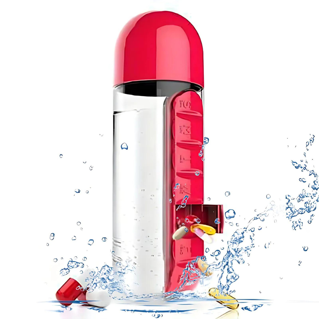 VitaBottle - Portable Water Bottle with Built-in Pill Box.