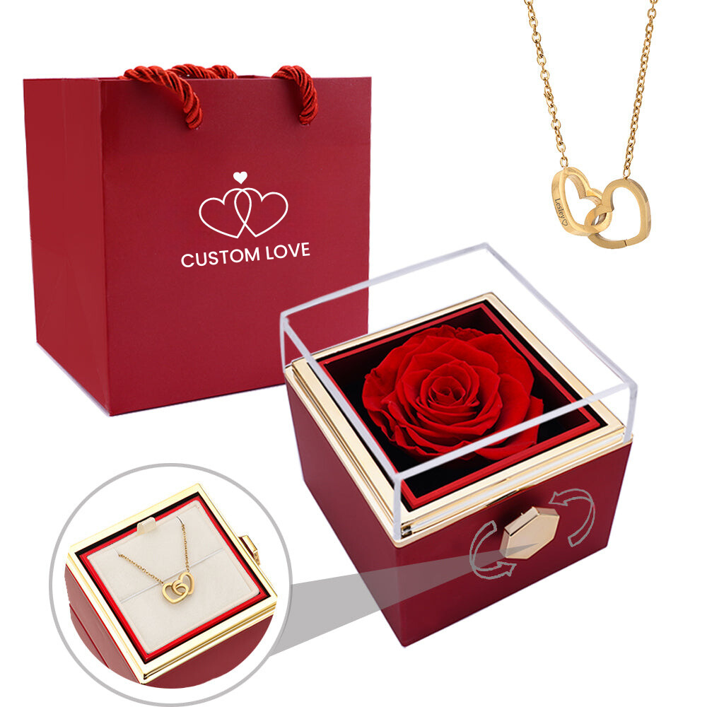 Necklace & Rose in Luxurious Jewellery Box with Hidden Surprise - Lunavia