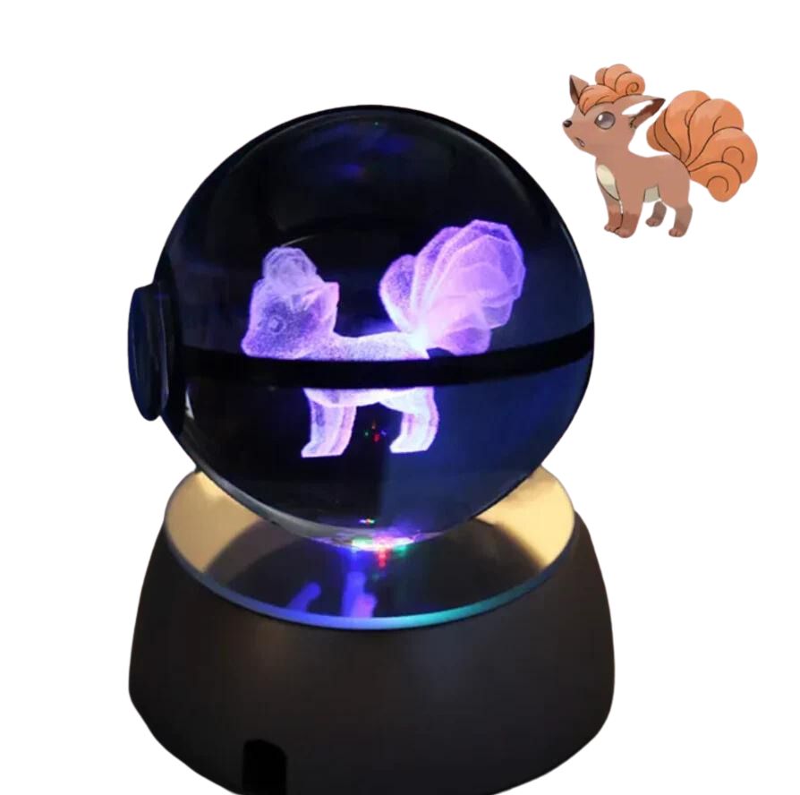 EliteGlow Pokémon Crystal Ball | 3D Engraved Crystal with LED Light