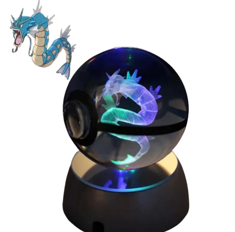 EliteGlow Pokémon Crystal Ball | 3D Engraved Crystal with LED Light