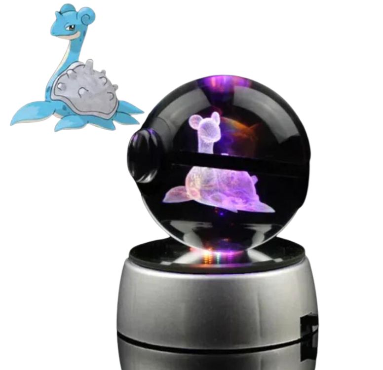 EliteGlow Pokémon Crystal Ball | 3D Engraved Crystal with LED Light
