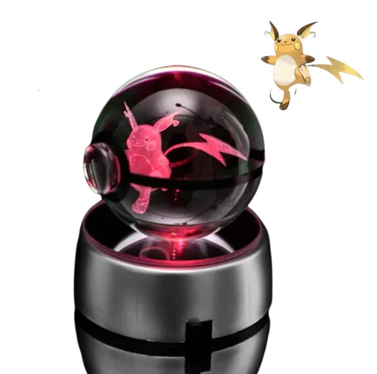 EliteGlow Pokémon Crystal Ball | 3D Engraved Crystal with LED Light