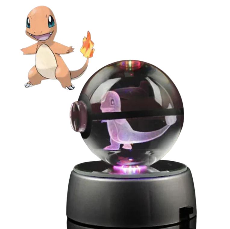 EliteGlow Pokémon Crystal Ball | 3D Engraved Crystal with LED Light