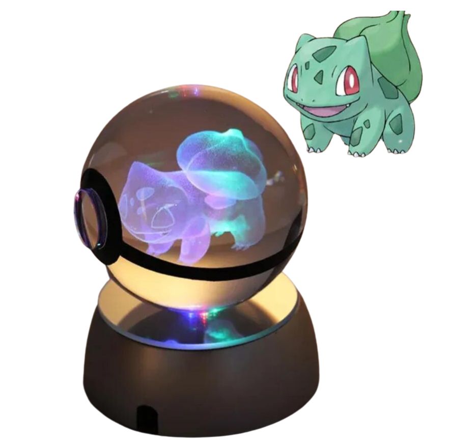 EliteGlow Pokémon Crystal Ball | 3D Engraved Crystal with LED Light