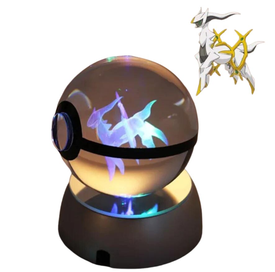 EliteGlow Pokémon Crystal Ball | 3D Engraved Crystal with LED Light