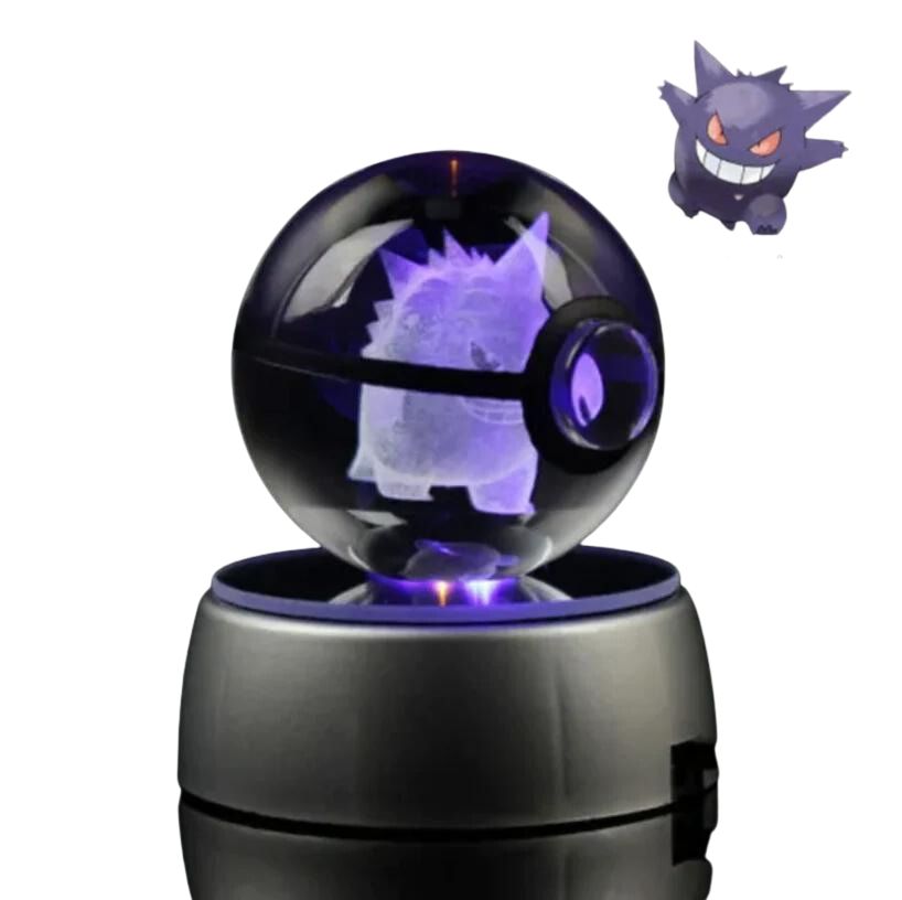 EliteGlow Pokémon Crystal Ball | 3D Engraved Crystal with LED Light