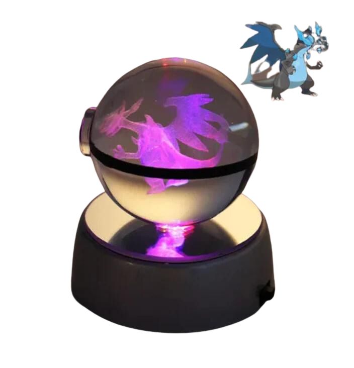 EliteGlow Pokémon Crystal Ball | 3D Engraved Crystal with LED Light