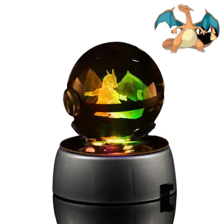 EliteGlow Pokémon Crystal Ball | 3D Engraved Crystal with LED Light