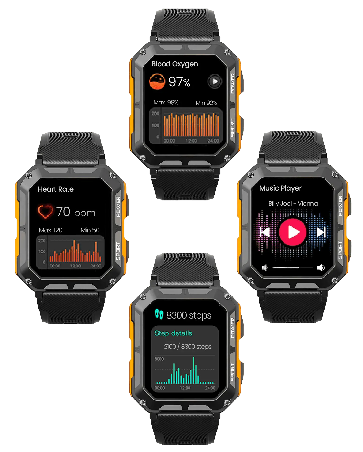 Robust Smartwatch with Heart Rate Monitor & Step Counter - EnduranceX