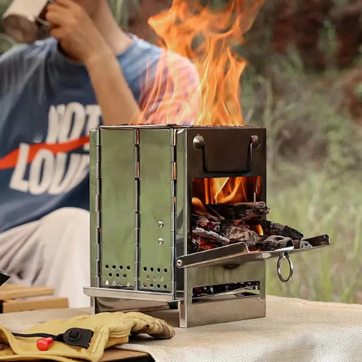 Folding Stainless Steel Wood Stove - TrailFlame
