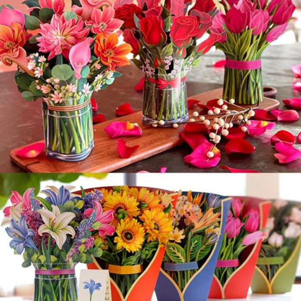 Decorative 3D Flower Bouquet with Card