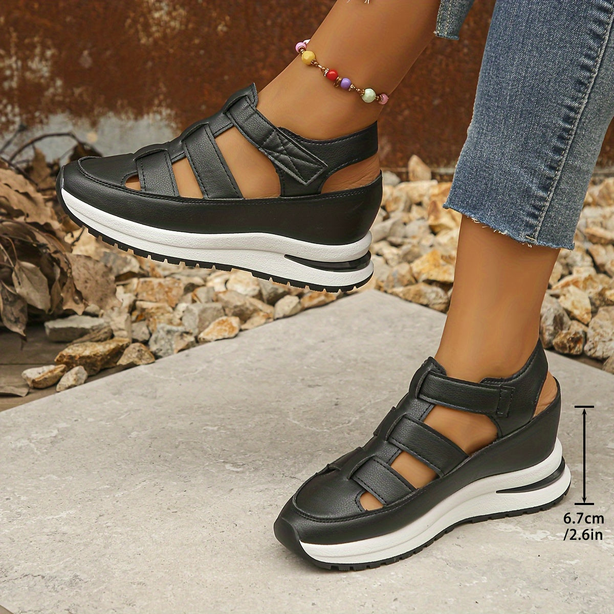 Platform Sandals – Velcro Straps & Padded Sole