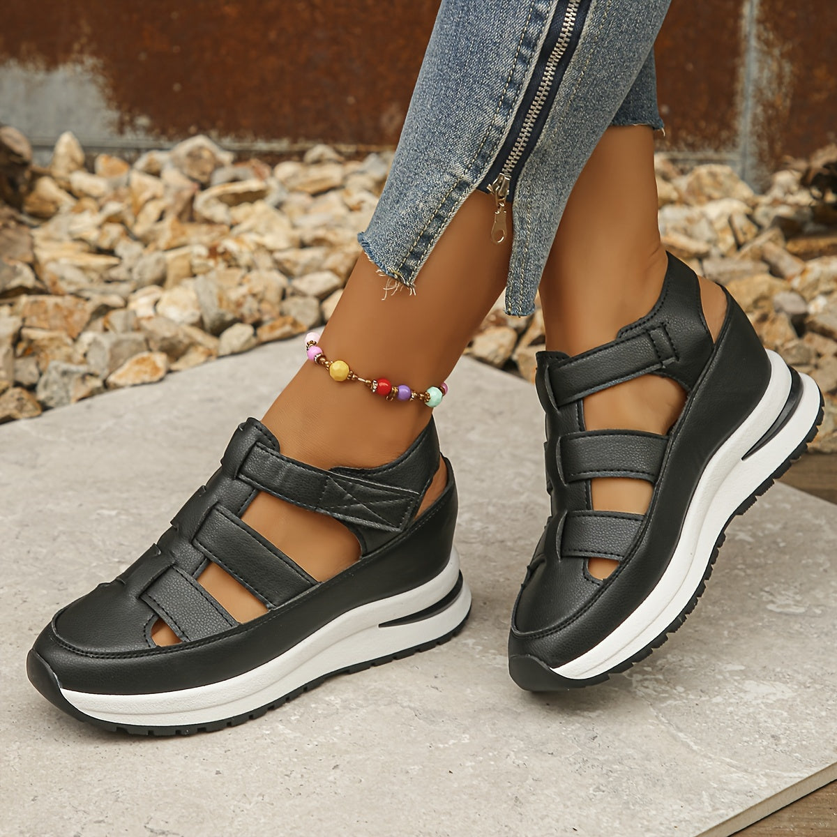 Platform Sandals – Velcro Straps & Padded Sole