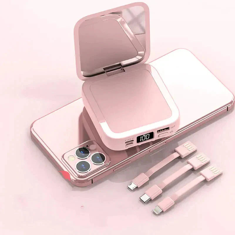 LuxeCharge Mirror Power Bank | Stylish high-capacity power bank with LED display and USB-C fast charging