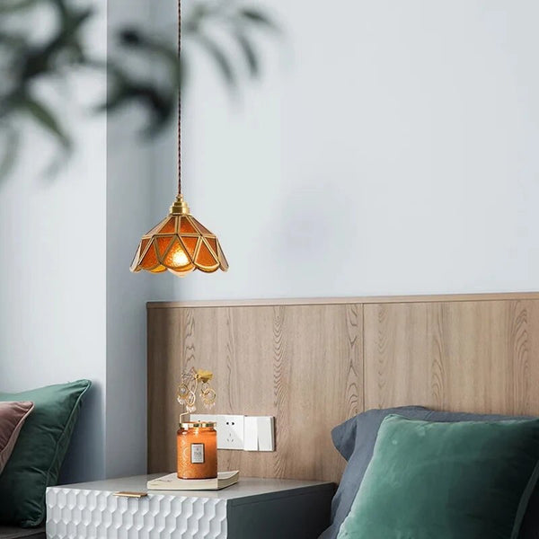 Classic Stained Glass Pendant Lamp | Vintage Stained Glass Pendant Lamp Brass Metal LED E27 110-240V Vibrant Colour Accents Timeless Vintage Style Elegant Finish Lighting 5-10m²