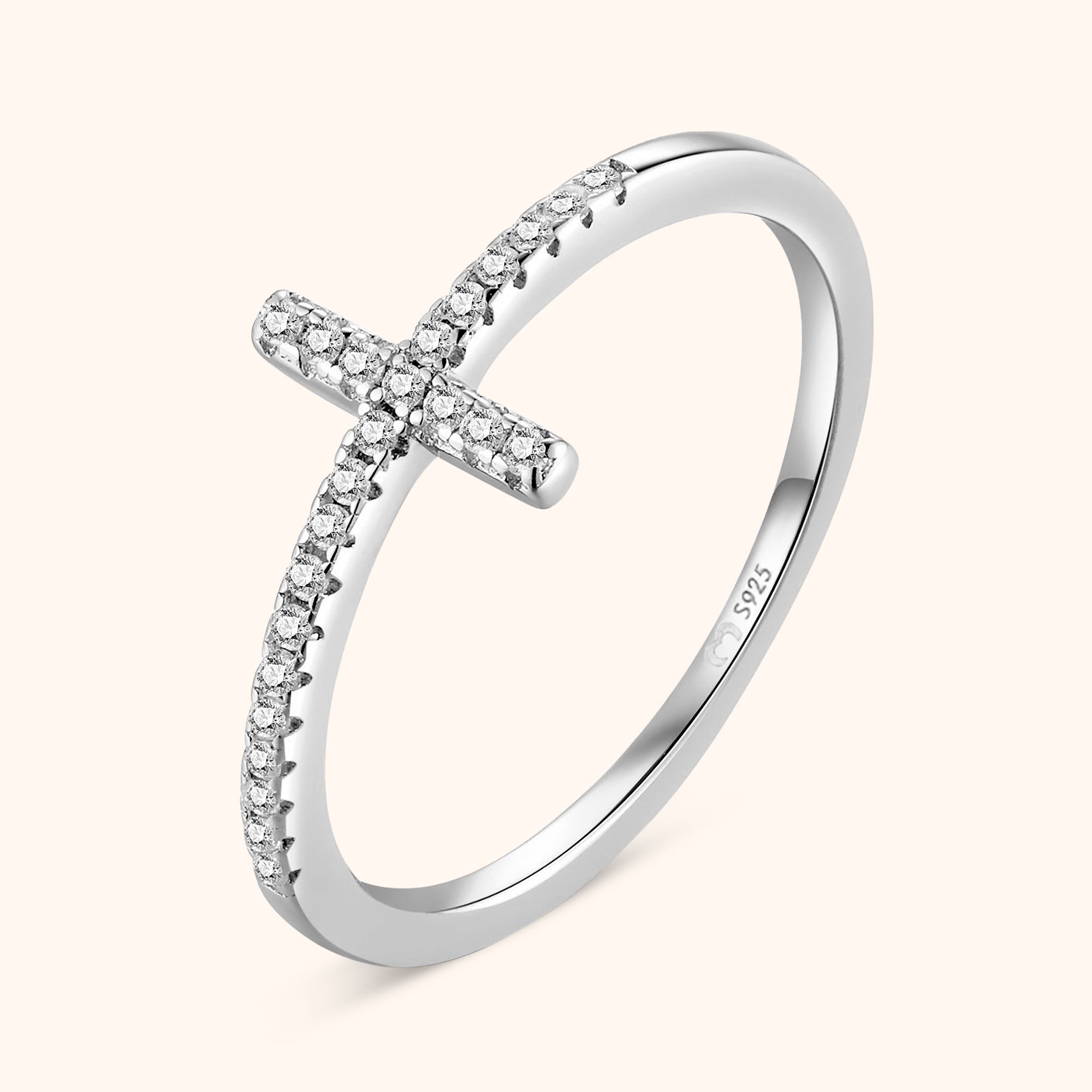 Stylish Ring with Zirconia Cross – Faith