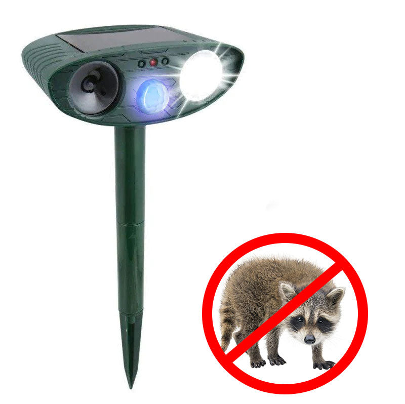 Sandsberg | Raccoon Outdoor Ultrasonic Repeller - Solar-Powered Ultrasonic Animal and Pest Deterrent - Get Rid of Raccoons in 48 Hours