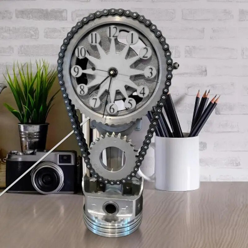 Luxora Rotating Chain Clock | Silent Motorized Decorative Table Clock for Home and Office