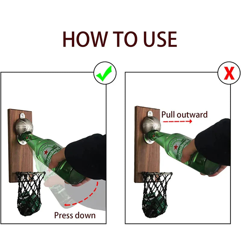 Basketball Net Wall Bottle Opener - Sporty Gift for Father's Day