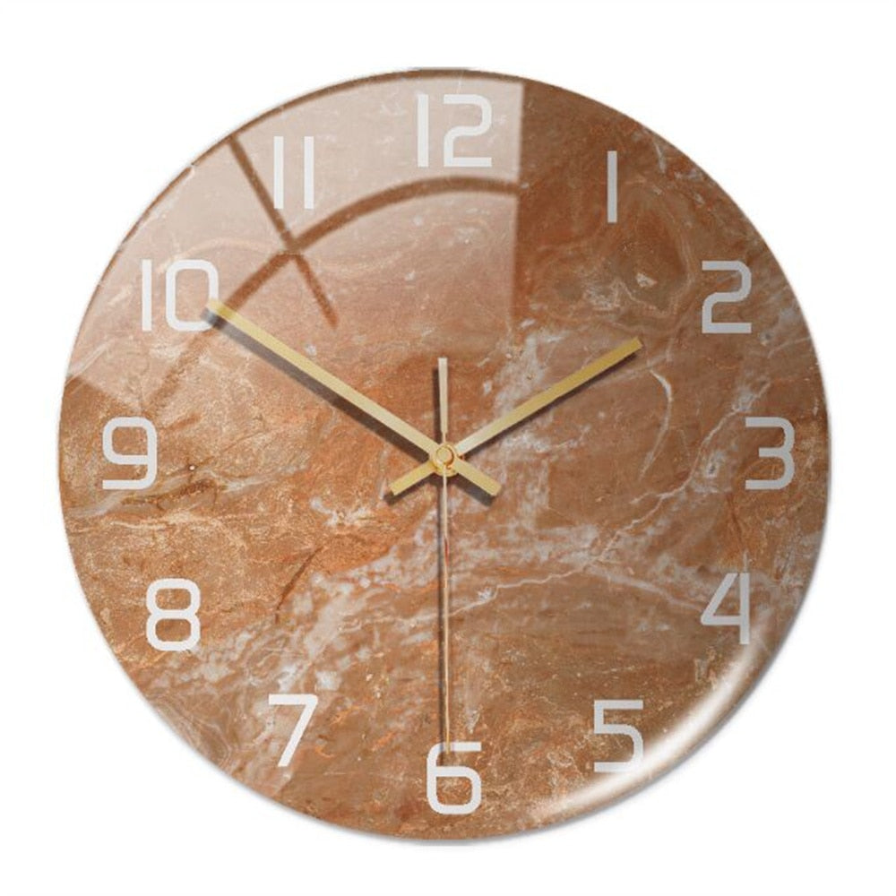 Stylish Wall Clock with Marble Effect – MarbleTime