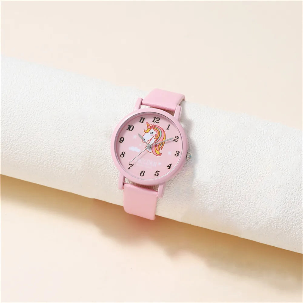 Cute Unicorn Children's Watch – PU Leather Strap and Cartoon Design