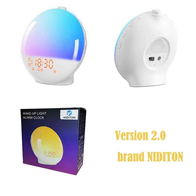 Sunrise Alarm Clock Wake Light Clock Sunrise/Sunset Simulation Digital Clock with Night Light