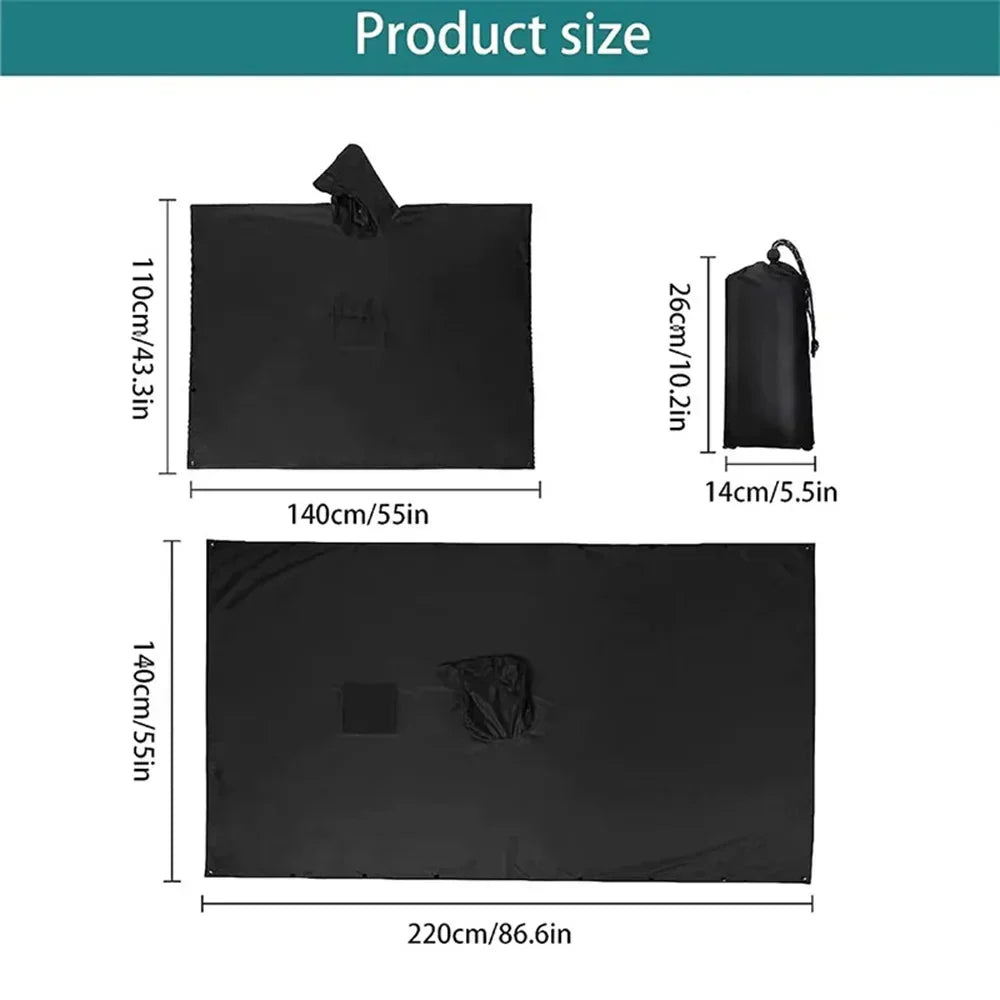 3 in 1 Outdoor Military Raincoat - With Hood Waterproof Rain Poncho with Sleeves, Motorcycle Rain Cover, Ideal for Camping, Hiking and Travel