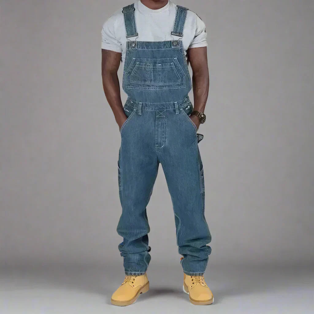 Men's Straight Denim Overall | Modern Workwear Look - Kelim