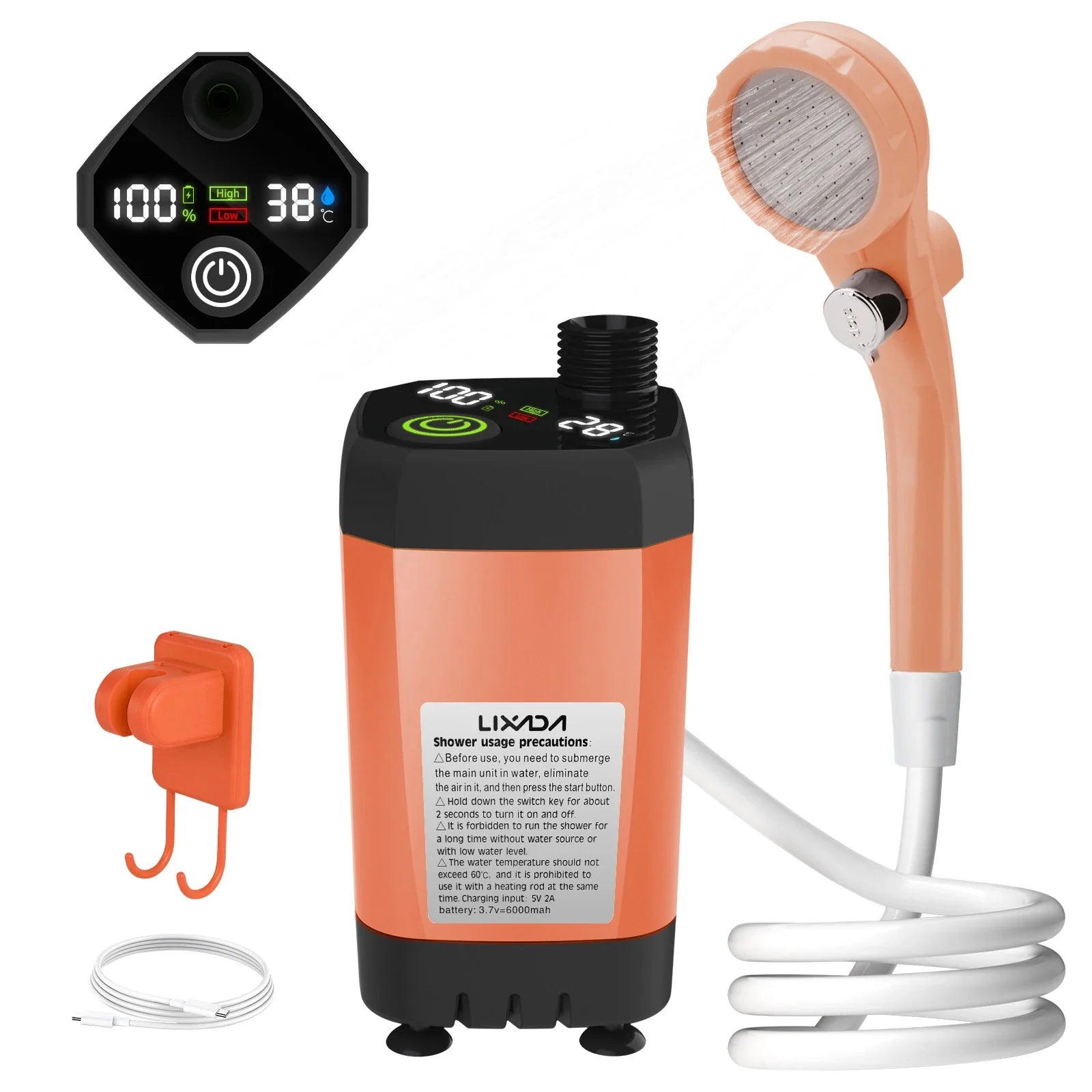 Mobile Camping Shower Kit – With Digital Display and Adjustable Water Flow for Adventurers