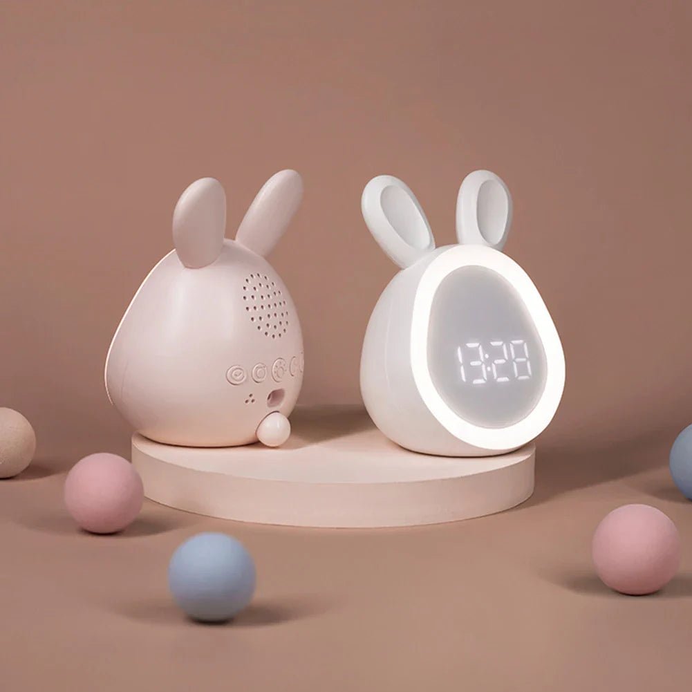 Rabbit-shaped children's alarm clock with LED night light - BunniGlow