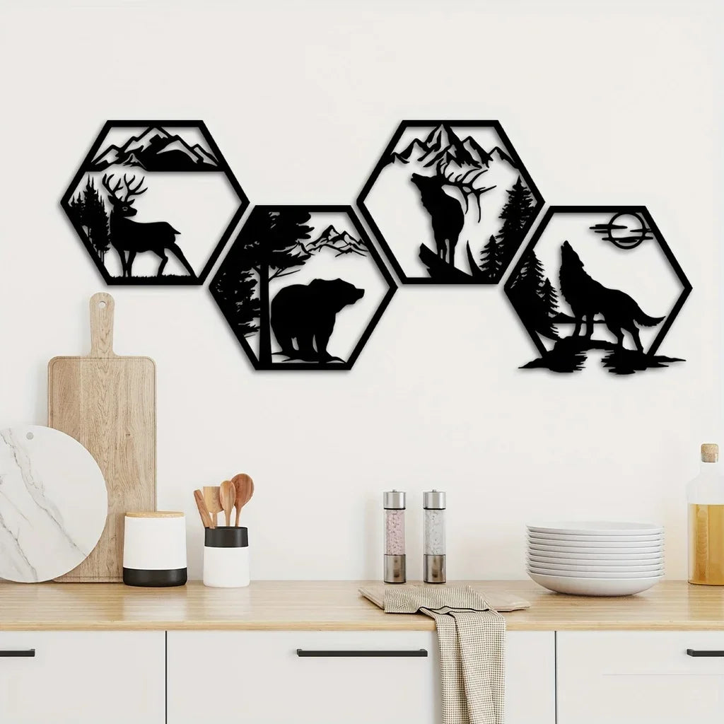 Wilderness Geometric Wall Decor – Animals and Mountains
