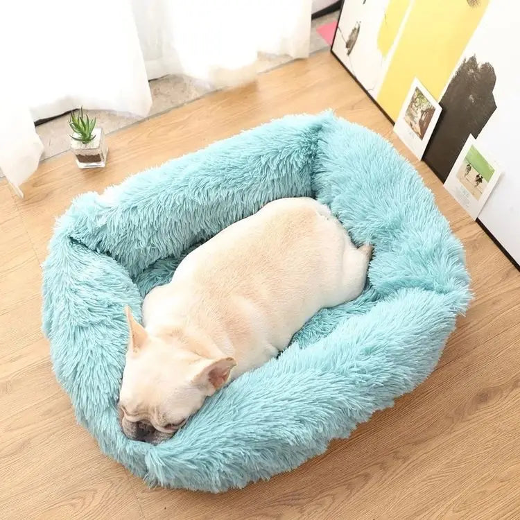 FurHaven Deluxe Dog Lounger | Long plush, washable pet bed for dogs and cats