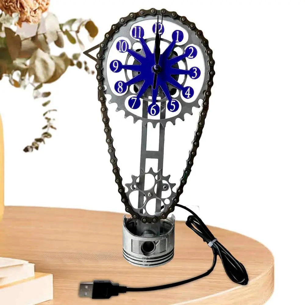 Luxora Rotating Chain Clock | Silent Motorized Decorative Table Clock for Home and Office