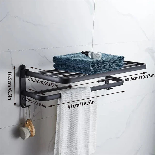 EliteRack Modern Towel Organizer | Foldable, Rustproof & Quick Drying Bathroom Storage