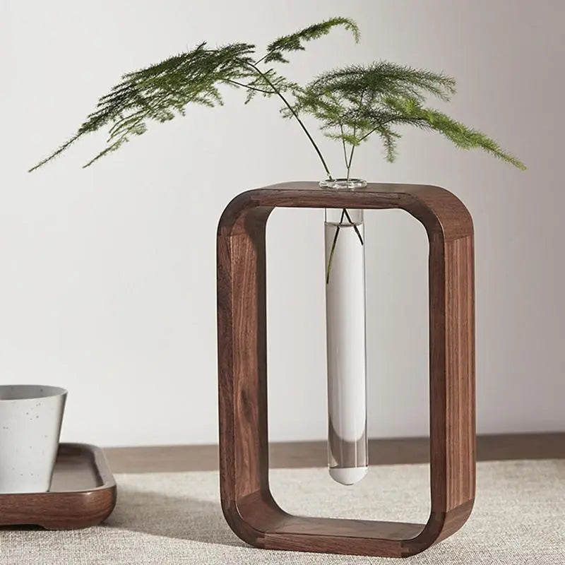 Wooden Hydroponic Glass Vase – Elegant & Sustainable Plant Vase for Hydroponic Gardening