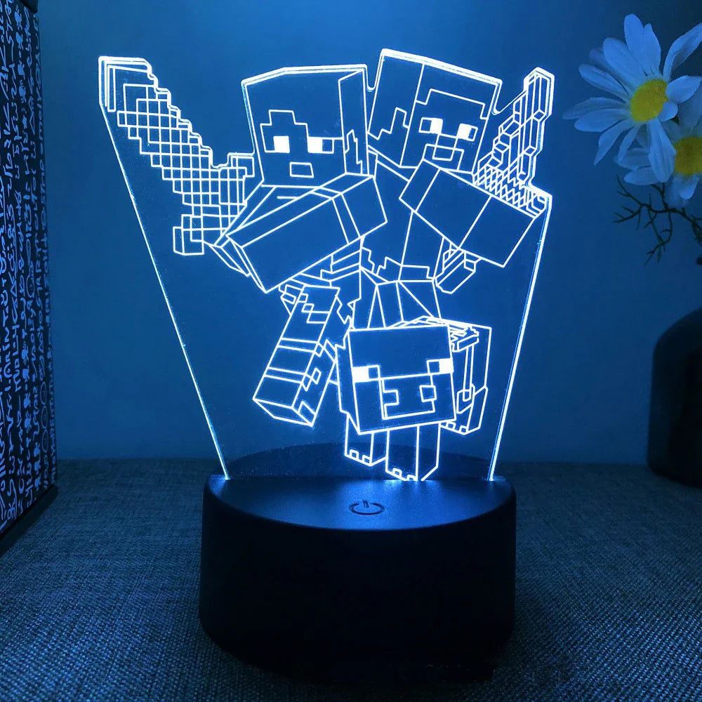 Diverse LED Gaming Characters Lamp - Playful Lighting for Gamers