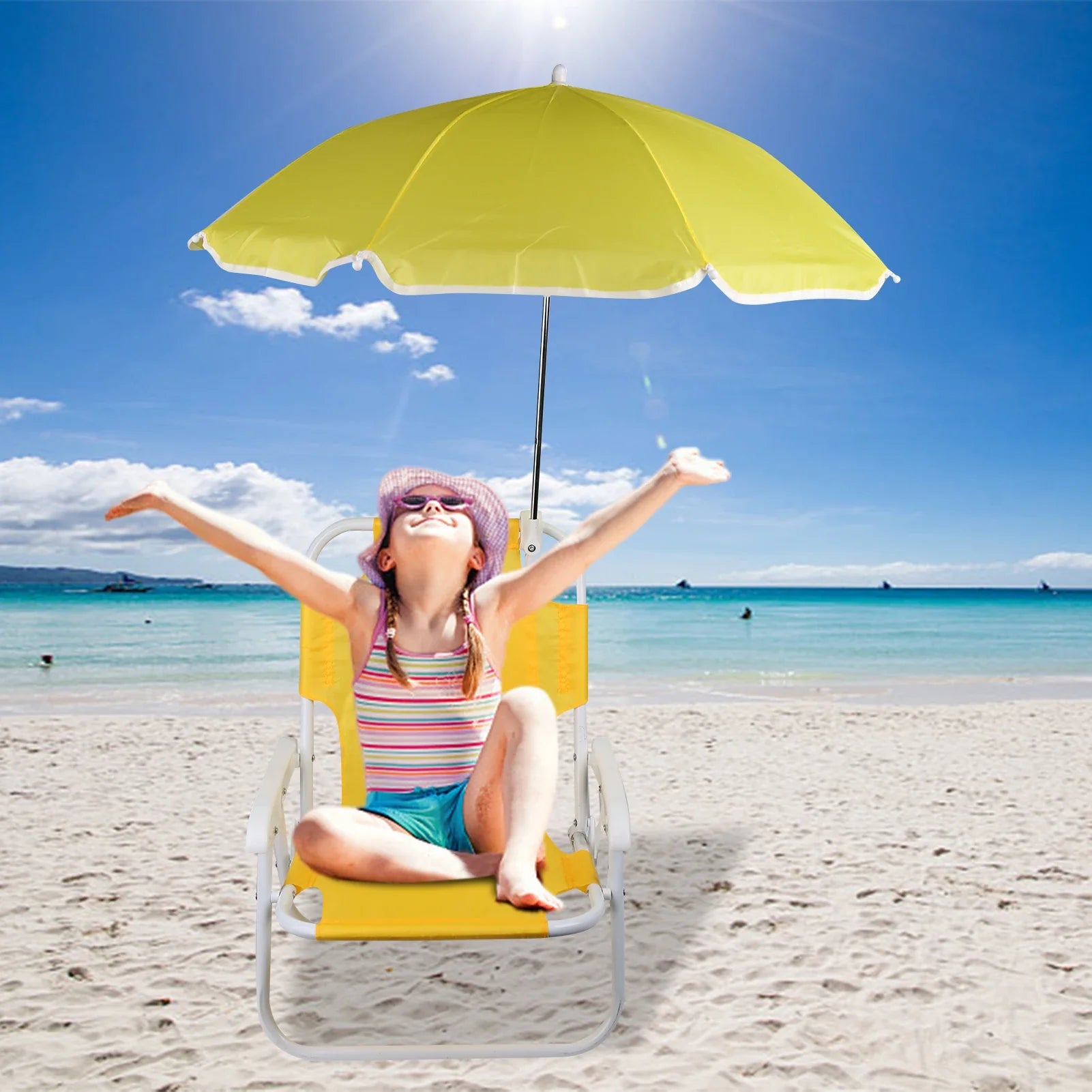 Foldable Beach Chair with Parasol for Children