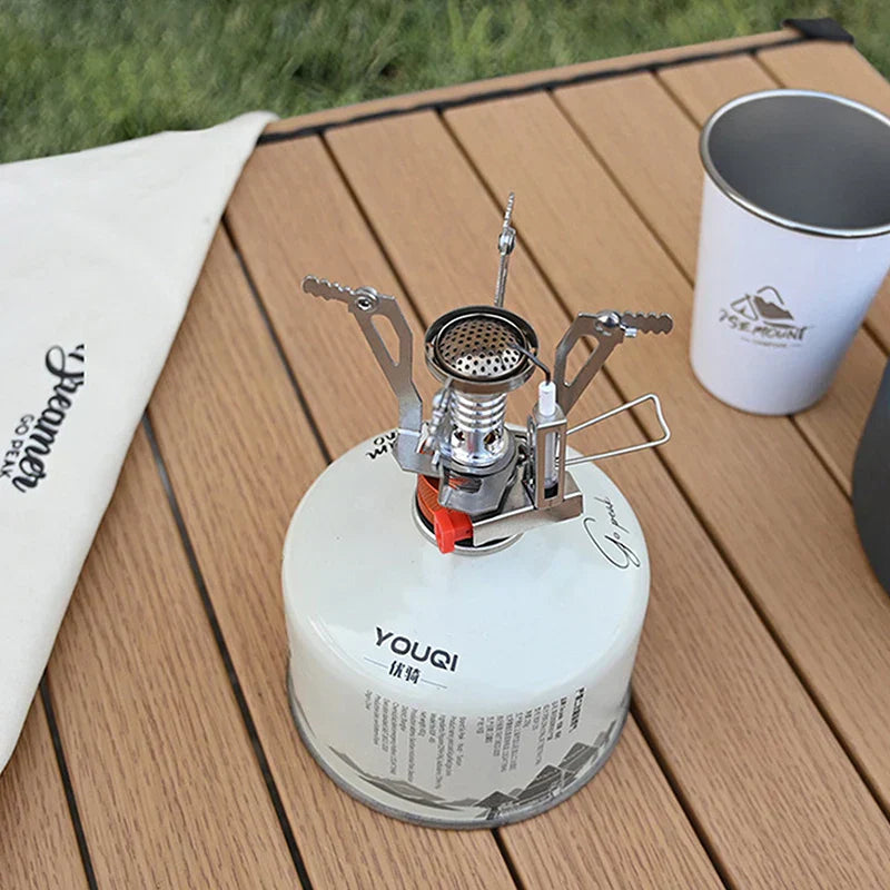 Portable Outdoor Camping Gas Stove: Aluminium Alloy Ultra-Light Camp Stove for Picnic Cooking - Essential Camping Accessory for Survival Stove