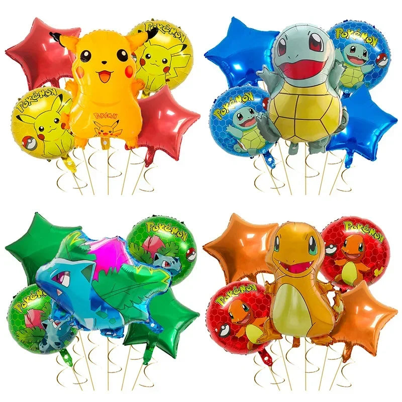 Pikachu and Charmander Aluminium Balloons – Party Decoration for Pokémon Fans