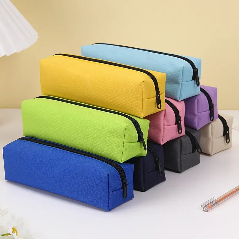 Small plain colour pencil case with zip | Pencil pouch | Kawaii mini pencil case for school and office