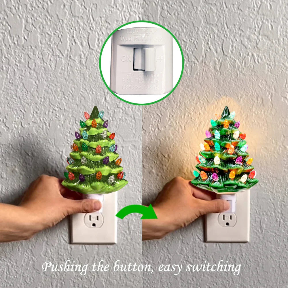 Ceramic Christmas Tree Night Light - Festive Decoration for Your Home